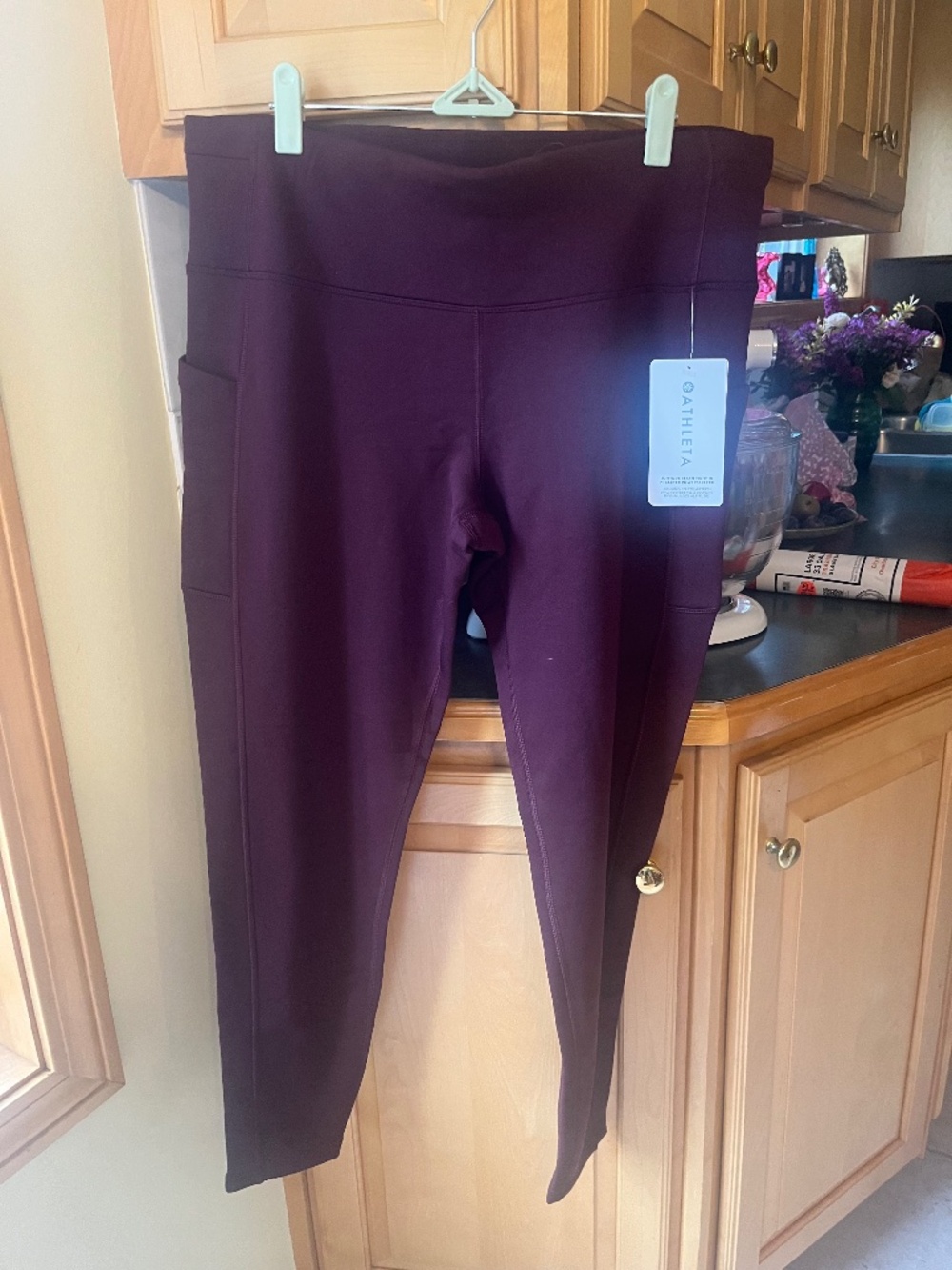 NWT Athleta Burgundy Polartec Leggings, XL